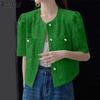 ZANZEA Womens Summer Hollow Out Crochet Short Sleeve Cardigan Blouse