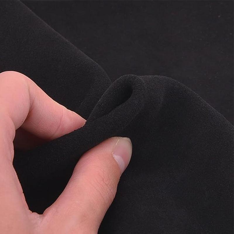 Black Suede Split Leather, Genuine Leather, Top-grain Cowhide Material, 1.5mm Napped Leather for Snow Boots, Leather Goods, and