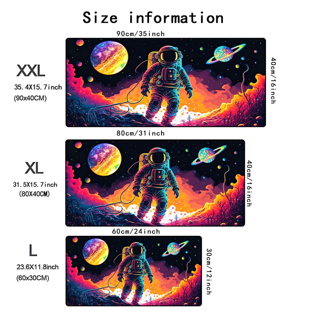 Planets and Astronauts Mouse Pad Desk Mat with Stitched Edge Non-Slip Gaming Mats PC Accessories Keyboard Long Desk Pads Mauspad