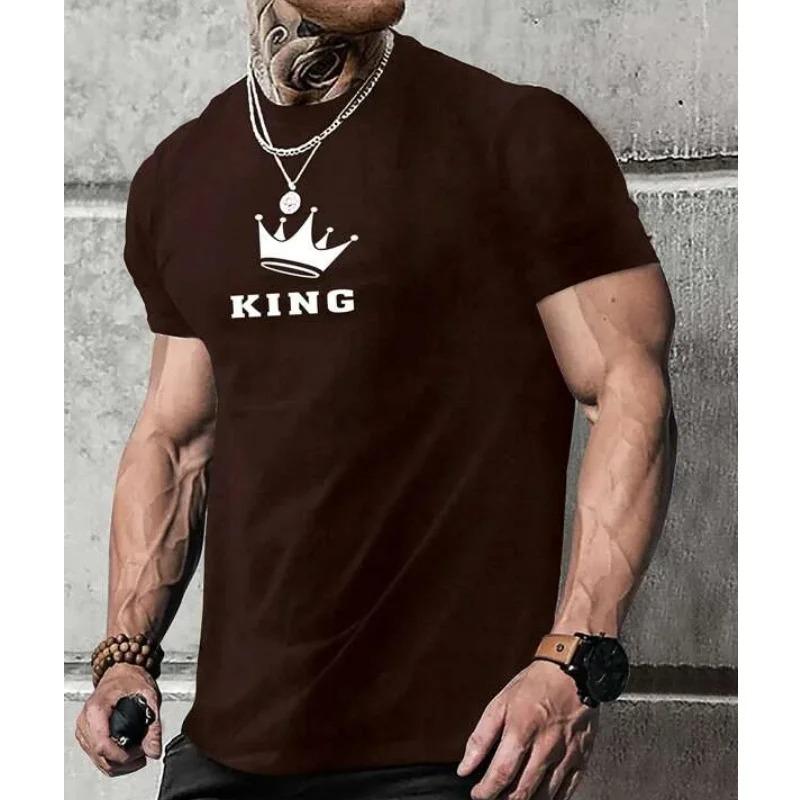 Fashion T-Shirts for Men 3d Letter King Printed Men'S Clothing Casual Short Sleeved Street Harajuku Tops Loose T Shirt