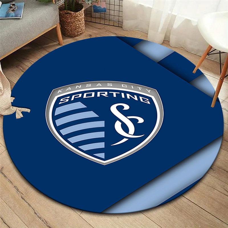 Sporting Kansas City Round Area Rug,Carpet Rug for Living Room Bedroom Sofa Playroom Decor,Non-slip Floor Mat