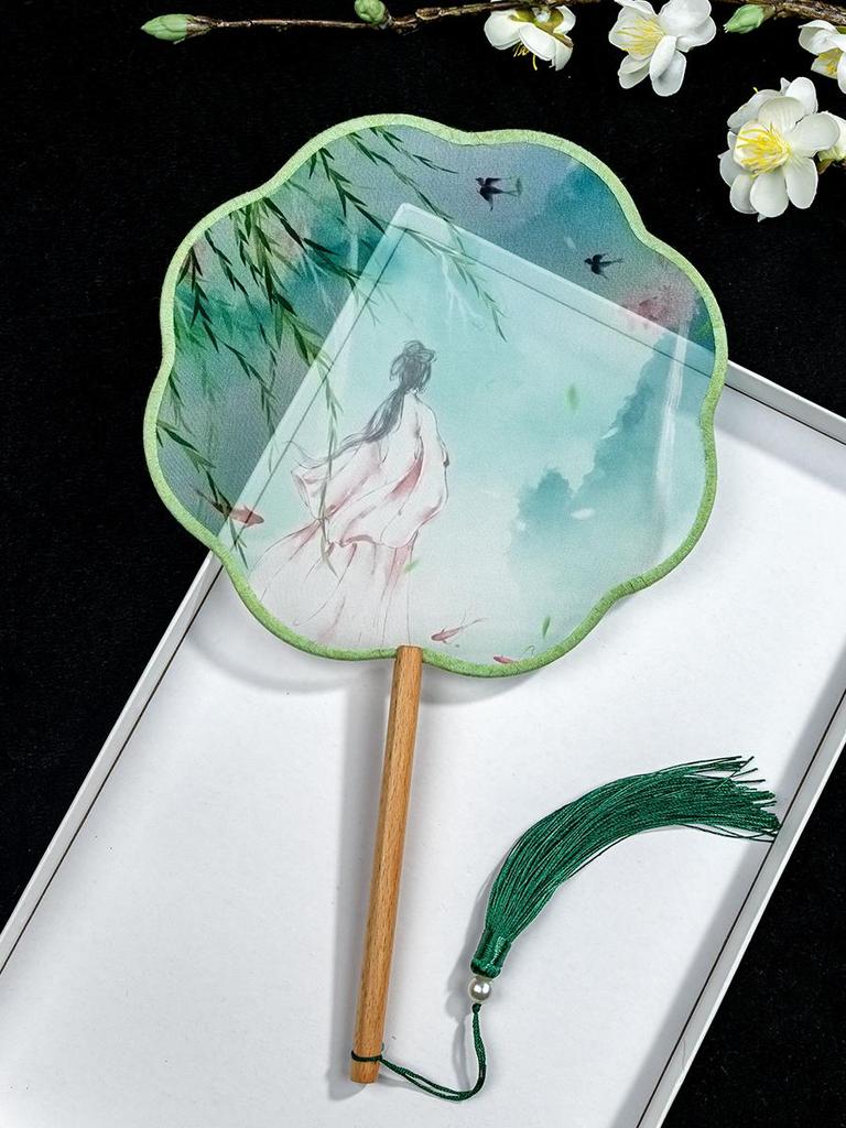 Translucent Ancient Style Round Dance Fan for Hanfu Costumes - Women's Classical Chinese Craft Fan