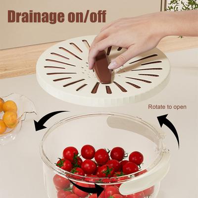 Yousheng 2-in-1 Draining And Preservation Basket Fruit Bowl with Strainer Lid Fruit And Vegetable Washing Bowl with Foldable Handle for Camping