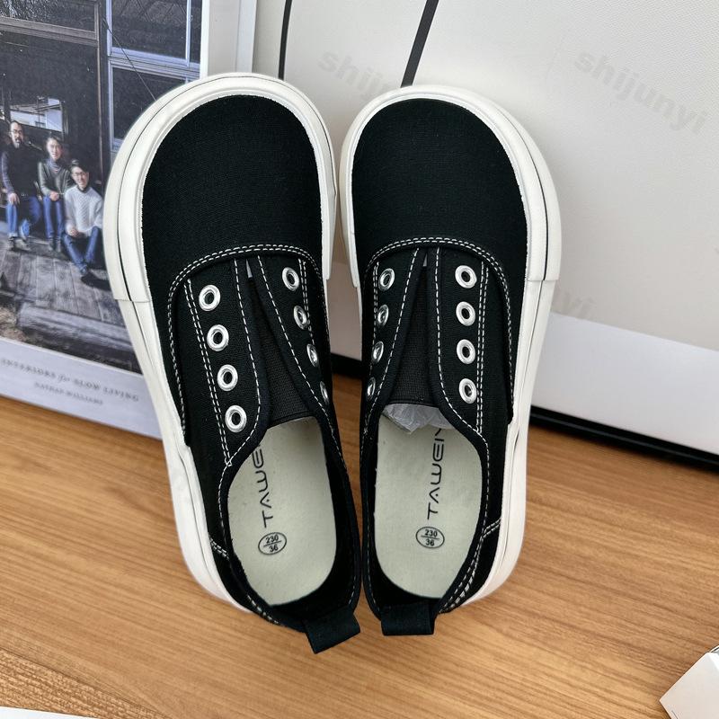 Fashion Autumn Women's Canvas Sneakers Thick Bottom Casual Sports Shoes Comfortable Non Slip Fashion Round Toe Platform Zapatos Mujer