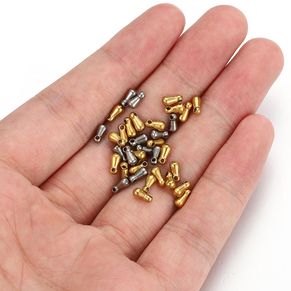 30pcs Stainless Steel Water Drop End Charms Pendants Connector Chain Extension Tail Charm for Jewelry Making DIY Wholesale