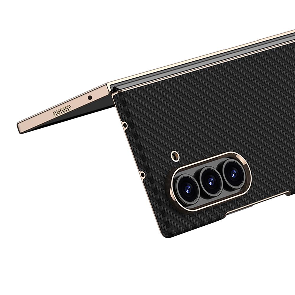 GKK For Samsung Galaxy Z Fold6 5G Case Electroplated PC+PU Phone Cover with Tempered Glass Front Film