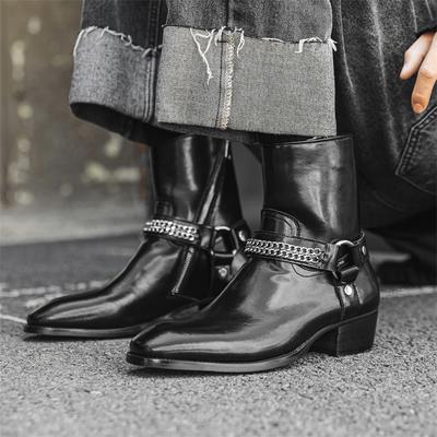 Herren Stiefel Winter Seitenreißverschluss Lederschuhe Business Chelsea Boots Britischer Stil Hombres Botas Luxusmarke High Top Kleiderschuhe