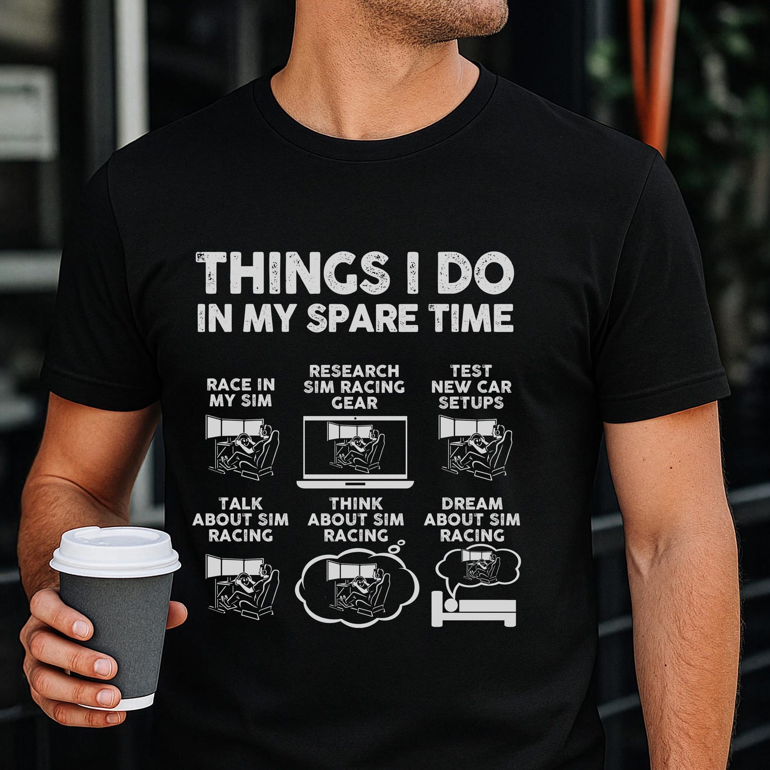 Funny Sim Racing T-Shirt, Spare Time Activities, Sim Racer Gift L