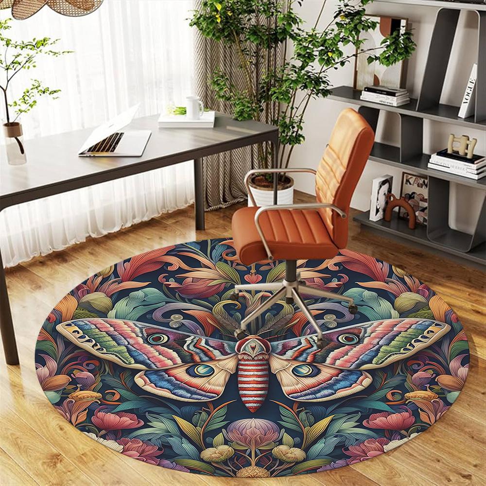 1pc Butterfly Flowers Round Chair mat Area Rug - Non-Slip, Floor Mat for Office, Bedroom, and Indoor Decor c1118188