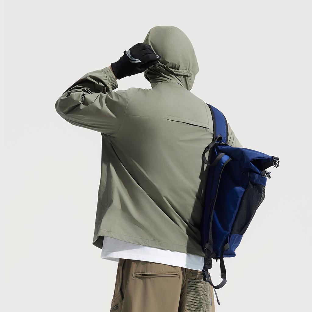 Li-Ning Urban Outdoor Series Solid Color Zip-Up Hooded Loose Breathable UV Protection Sun Protection Jacket Men Jackets Tea-Green AFDV461-6