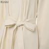 ZANZEA Women Casual Stand Collar Loose Long Sleeve Shirt Dress