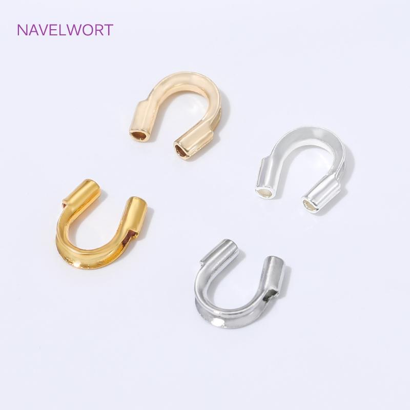 50/100pcs 18K Gold Plated Brass Wire Guard Guardian Protectors Loops U Shape Clasps Connector,DIY Jewelry Making Accessories