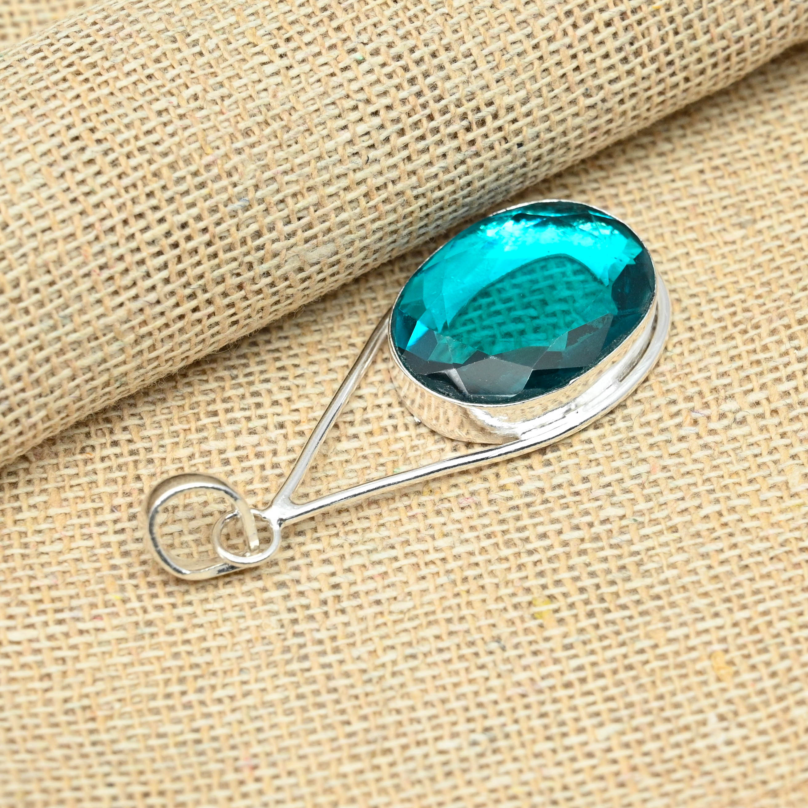 Ciondolo Gioiello Etnico Fatto A Mano In Argento 925 Con Pietra - Foto 5