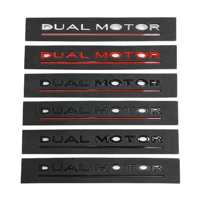 3D ABS Chrome Red Line Black Logo DUAL MOTOR Emblem Letters Car Styling Trunk Badge For 3 Y S X DUAL MOTOR Accessories
