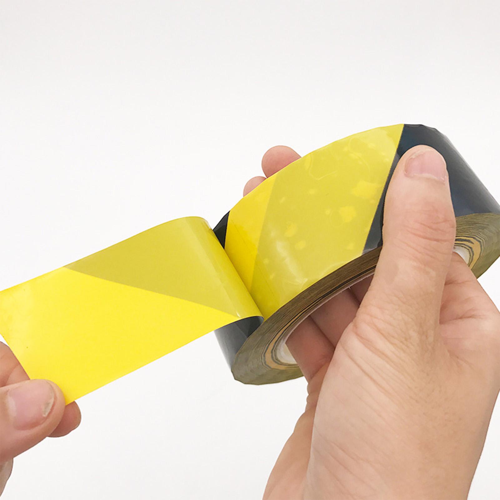 Hazard Warning Tape PVC 4.8cmX30m Black Yellow Stripe Safety Tape for Wall Floor Pipe PVC