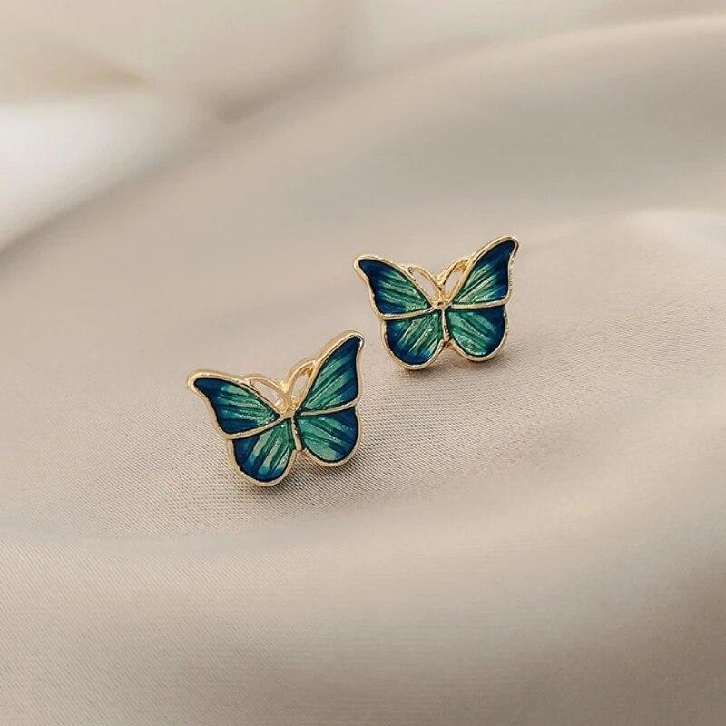 Roztomilé kórejské náušnice Butterfly Bling Zirkón Stone Rose Color Náušnice pre dámske módne šperky