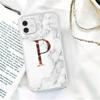 Biały marmur pozłacane litery A-Z modne etui na telefon dla iPhone 11 12 Pro X XR XS Max SE 2020 7 8 Plus odporne na wstrząsy miękkie etui z tpu