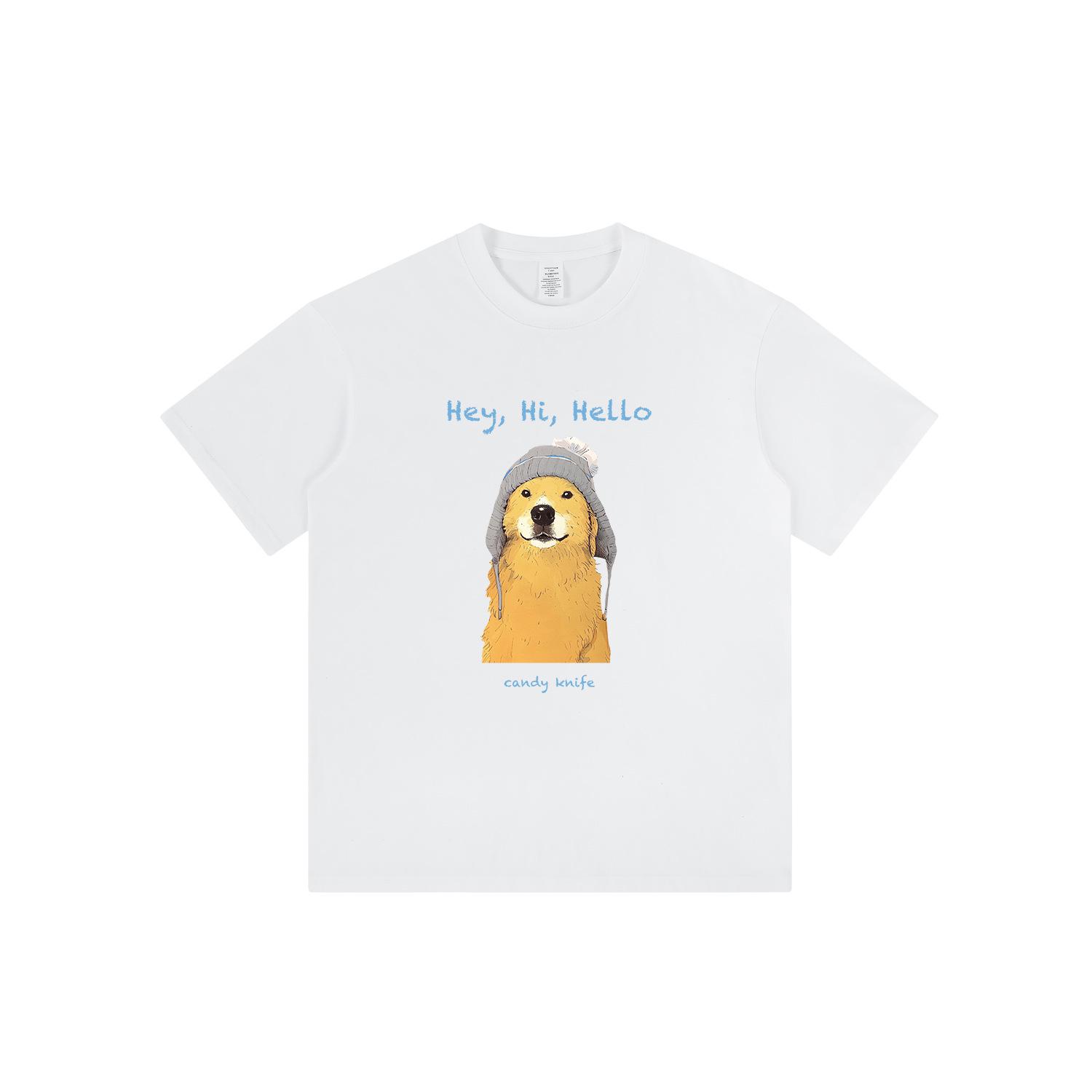 

Унисекс футболка с коротким рукавом в корейском стиле с принтом щенка - Повседневная и универсальная свободная посадка XL белый