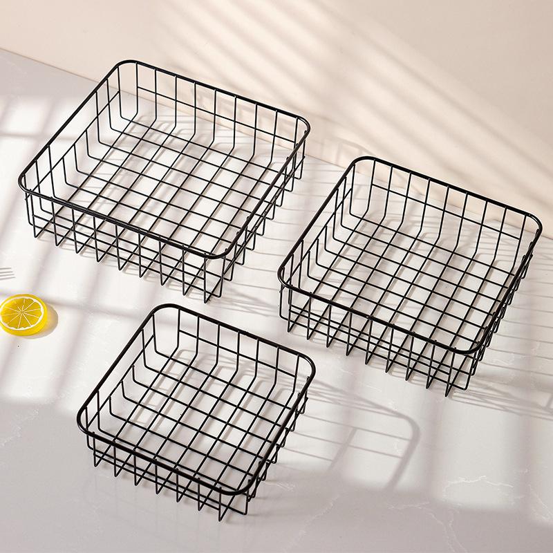Fruit Bowl Washing Fruit Hollow Drain Basket Iron Fruit Basket Living Room Coffee Table Net Red Fruit Plate Snack Storage Basket