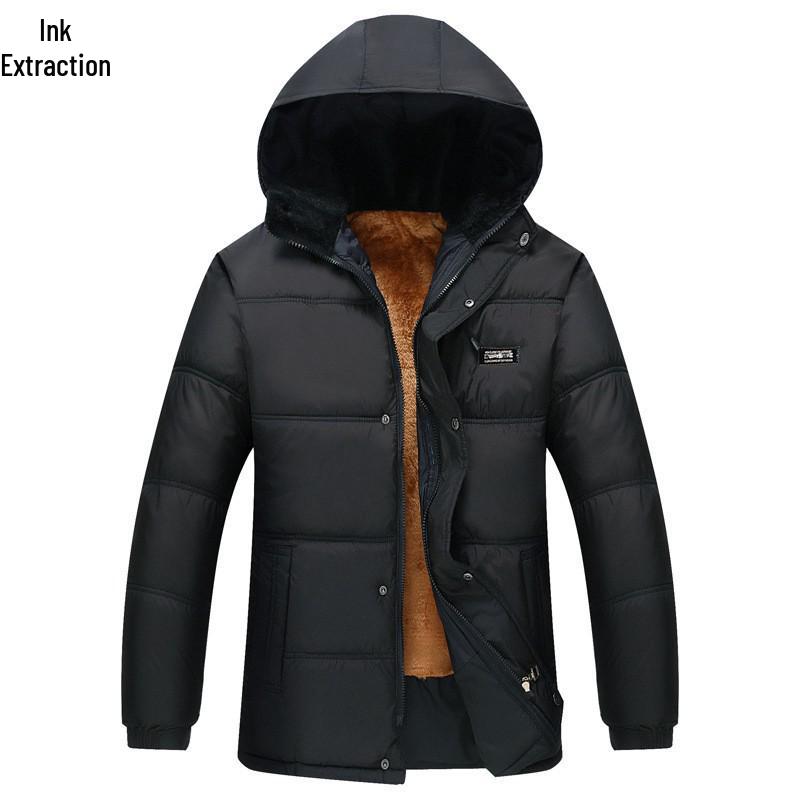 Men's Thick Fleece-Lined Cotton Jacket - Autumn/Winter Style for Middle-Aged & Elderly