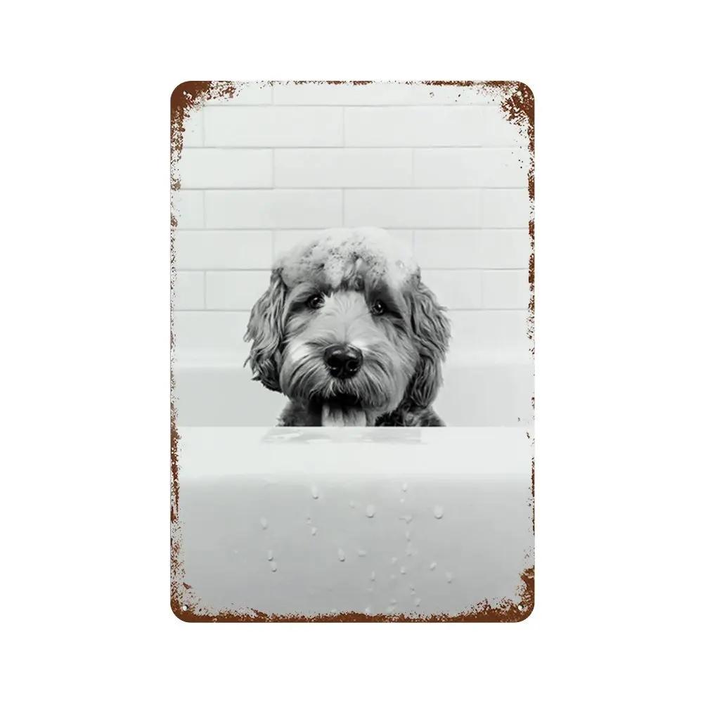 Funny Animal Posters Metal Tin Sign Plaque Dog Monkey Reading Newspapers Decorative Plates For Toilet Bathroom Wall Art Decor