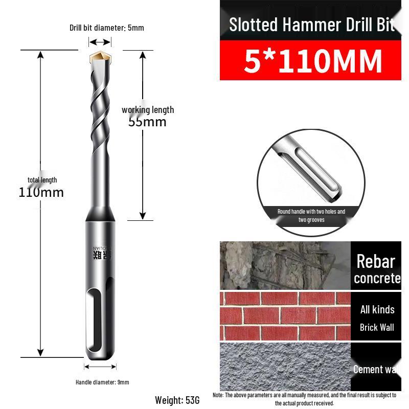 

Electric Hammer Drill Bit for Concrete with Two-Flute, Round & Square Shanks for Wall Drilling