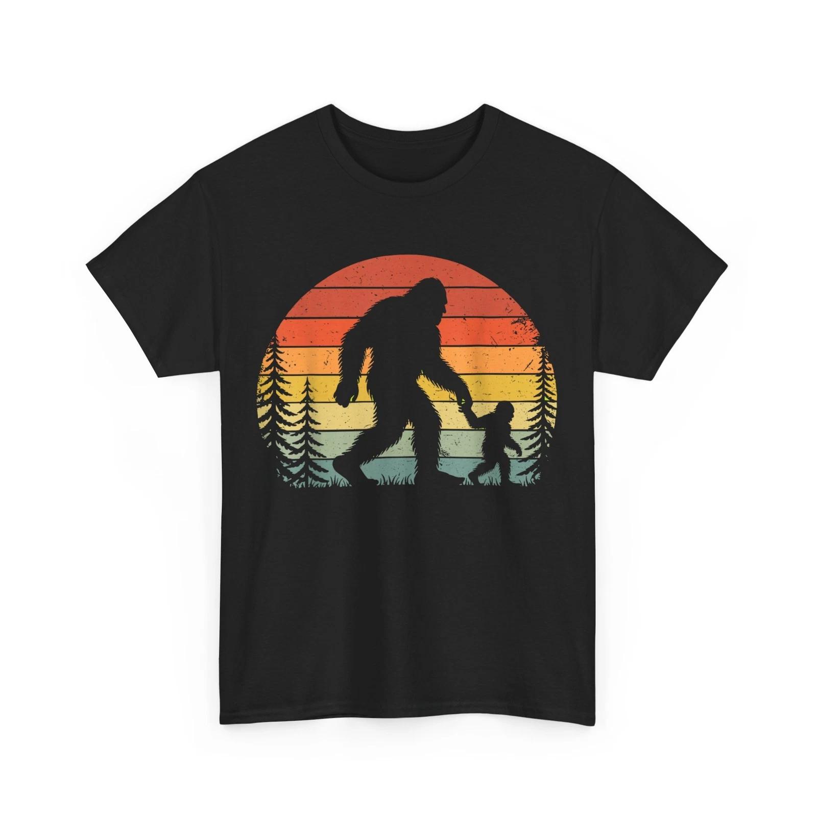 Retro Vintage Bigfoot Dad Fathers Day Father Son Matching T shirt S