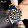 Megir Men's Quartz Watch Luxury Silicone Band 3ATM Water Resistant Business Chronograph Mens Sports WristWatches