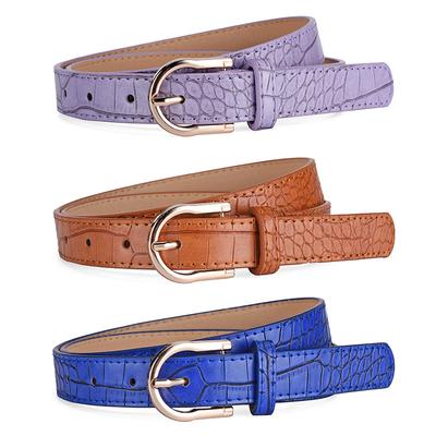 Simple Pin Buckle Women'S Belt Light Luxury Crazy Decorative Jeans Stone Pattern Candy Color Thin Belt Women