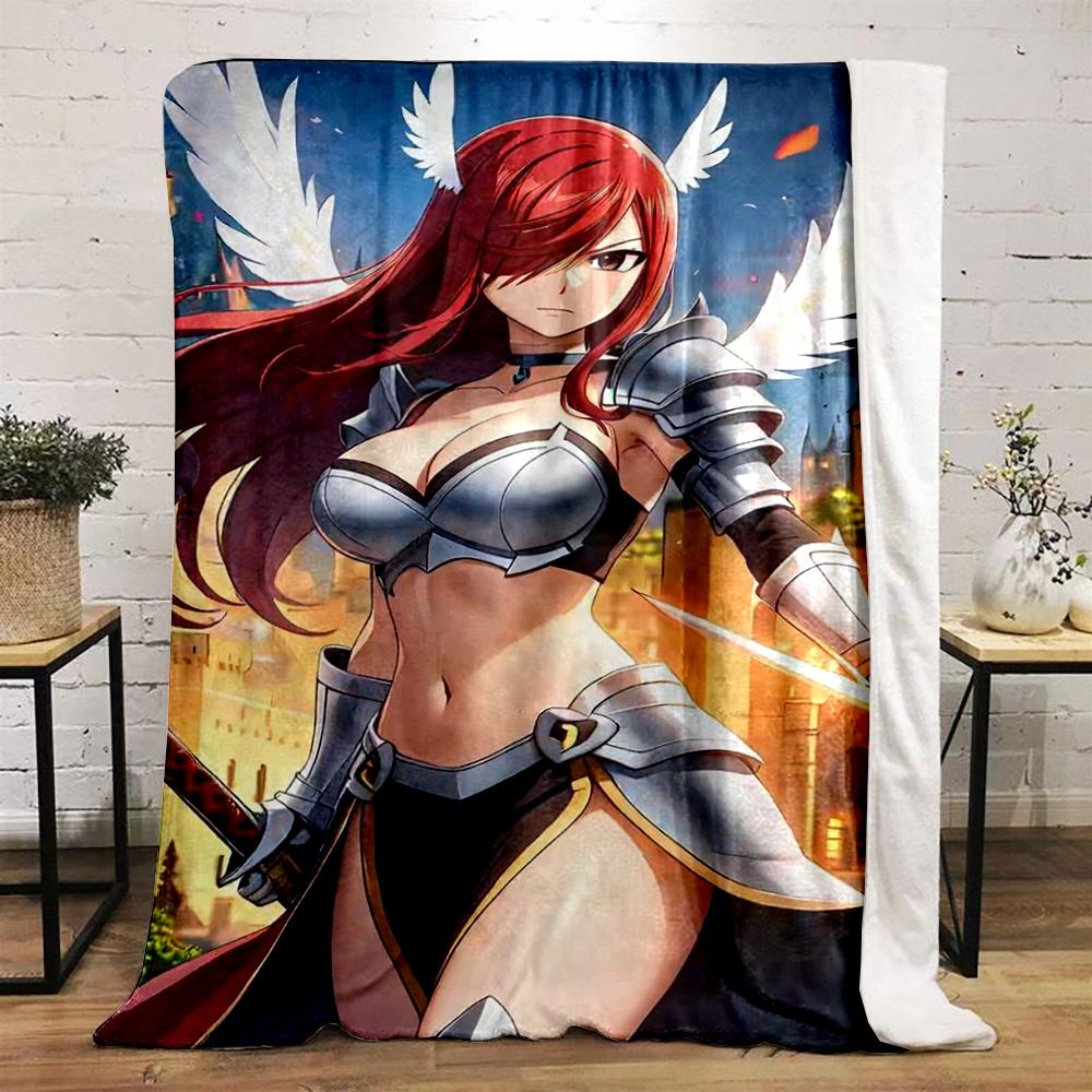 "Anime Warrior Woman with Wings and Sword Flannel blanket for bedroom, living room, sofa, and nap sofas"
