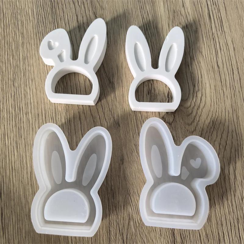 New Bunny Shape Napkin Holder Silicone Mold Rabbit Ear Ornament Plaster Molds Hollow Rabbit Gypsum Concrete Casting Resin Mould