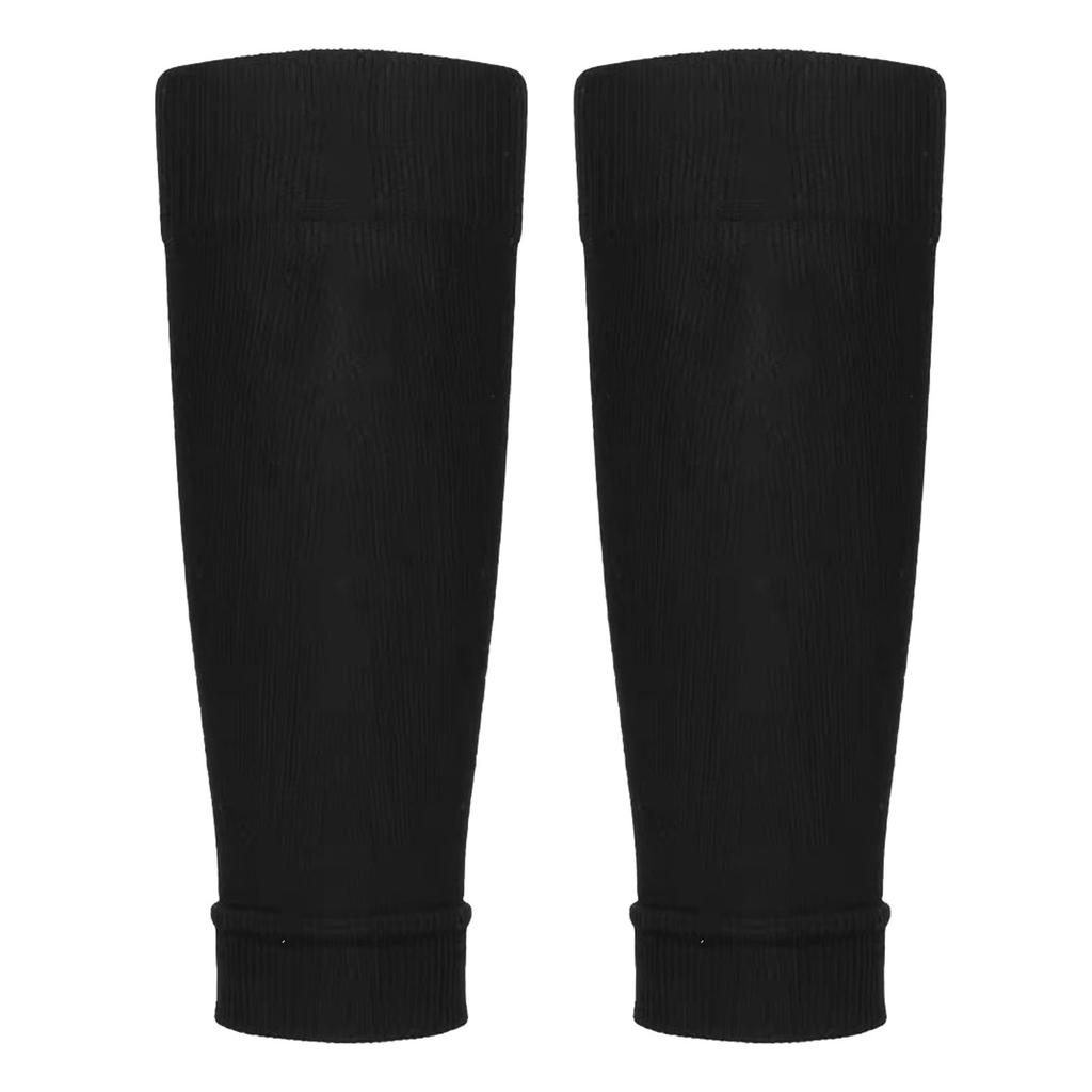 2 Pairs Shin Guard Sleeves Shin Pad Socks Nylon Size 38‑47 Sports Accessory for Soccer Football Black
