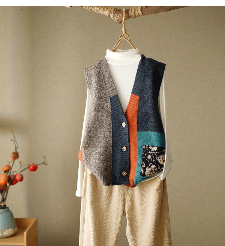 Women's 2023 Retro Loose Knit Vest Cardigan Sweater Shawl for Spring and Autumn