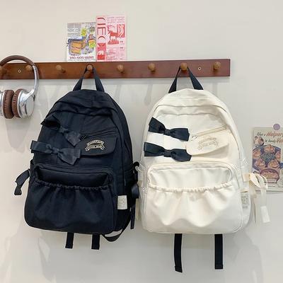 Patchwork Bow Mochila Advanced Sense School Bag Japan Style Mochilas Mujer Sweet Women Bags University Student Backpack