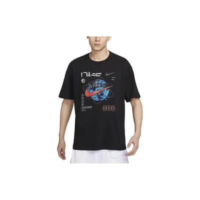 Air Max 90 Buchstabenlogo-Print Rundhals Kurzarm T-Shirt Herren Tops Schwarz FV8419-010