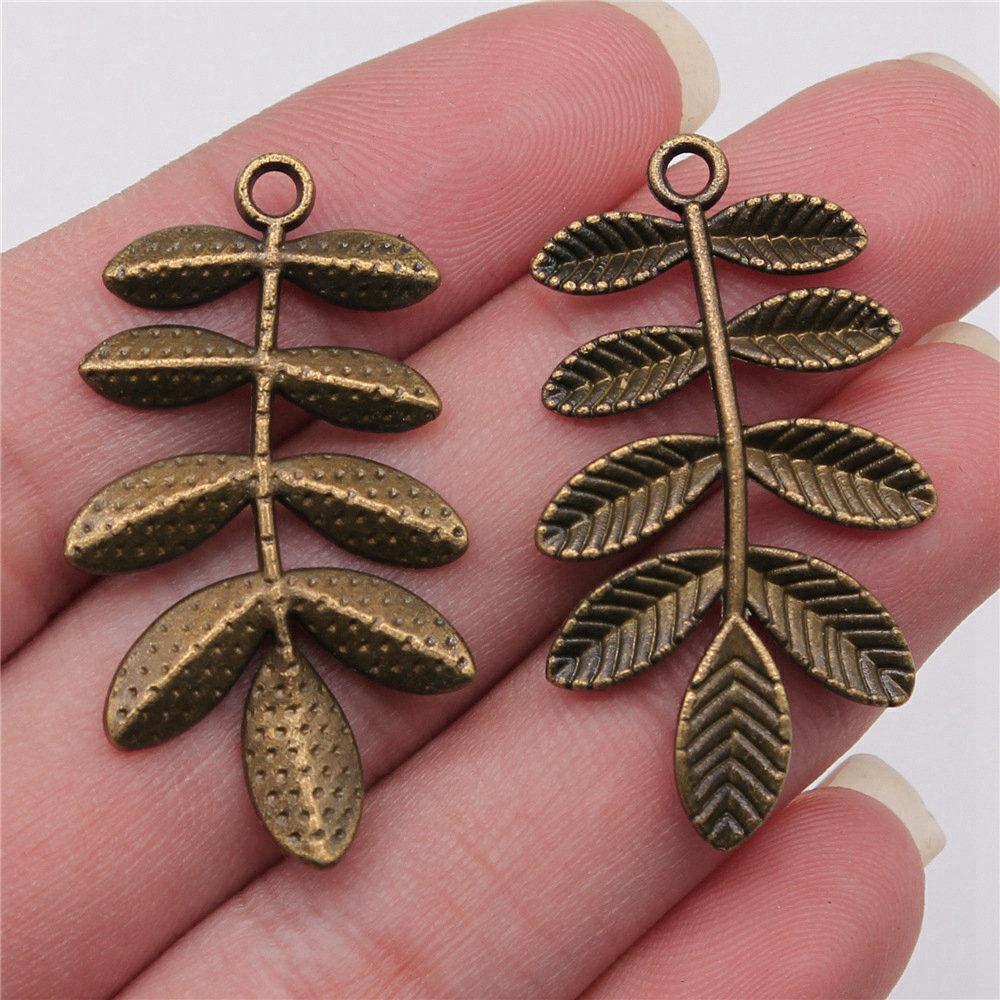 Foglie Grandi Dettagliate Fascino Botanico Bronzo Antico Lega di Zinco Materiali per la Creazione di Gioielli Stile Fabbricante di Gioielli Fascini Metallici