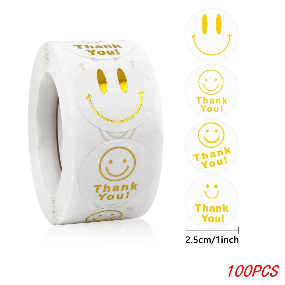 100-500Pcs 1Inch/2.5CM Golden Thank You Stickers For Gift Card Box Package Party Wrapping Decorate Baking Food Small Business