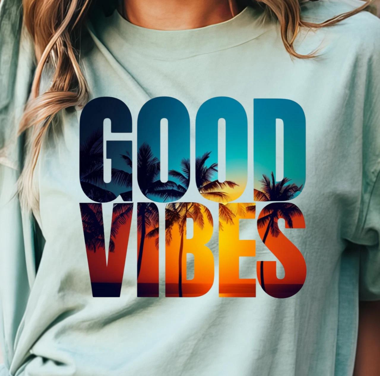 Good Vibes Beach T-Shirt | Ocean Lover s Shirt, Beachwear, Sunset Tee, Tropical M