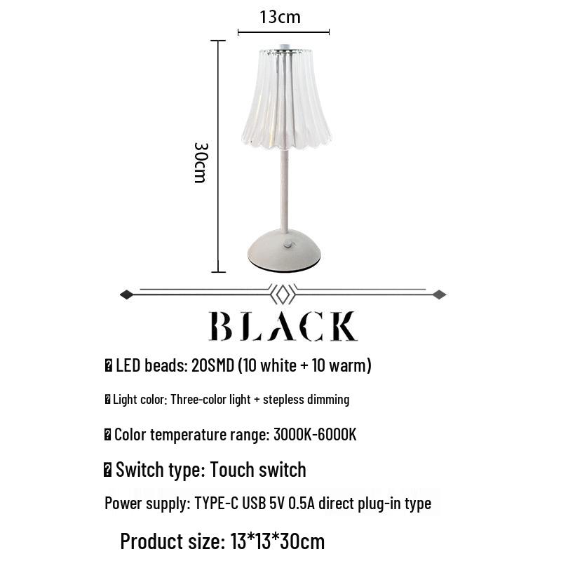 Rechargeable Wrought Iron Night Light: Eye-Protecting Bedside Mood Sensor Lamp