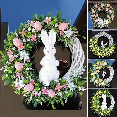 Neu Lustige Ostern Kranz mit Bunten Eier Frühling Tür Wand Acryl Flache Drucken Dekor
