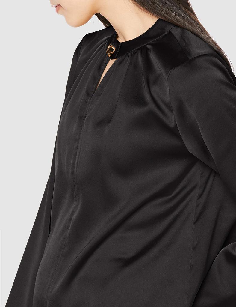 Lily Brown Satin Top LWFT204162 Japan Size F Front-Opening Women's Black, (Free Size)