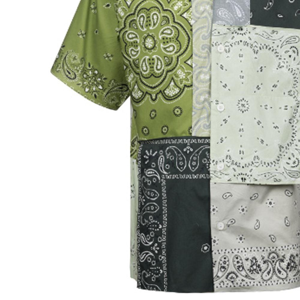 Kenzo Shirts Men's Green Cuban Collar Moderate Shirt FC55CH1449F5-56