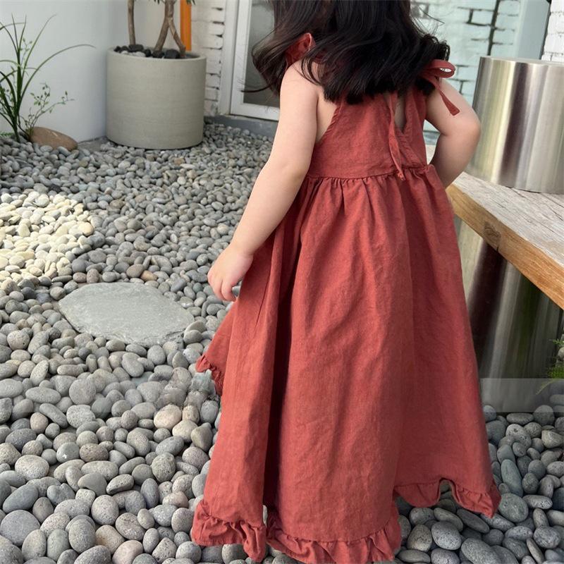 Koreanisches Sommerkleid mit V-Ausschnitt für Babys: Ärmellos, modisch und locker geschnitten