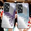 Metallischer Schmetterling für Oppo A79 5G 58 78 74 60 4G Reno 11F Realme GT 6 11 Note 50 10 C55 X2 Hartglas Schwarz Handyhülle