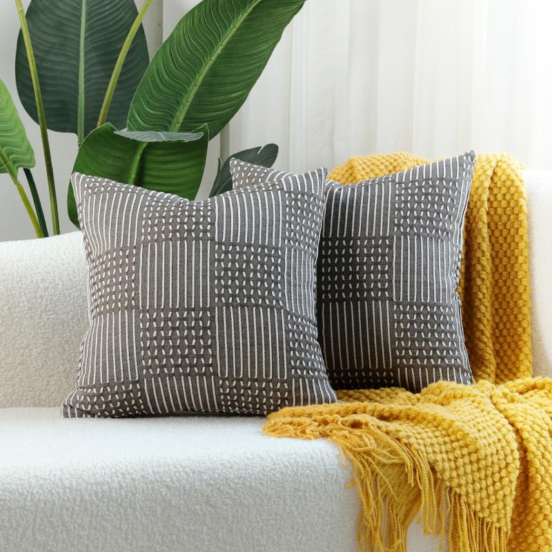 45X45Cm Single Pillowcase Without Core Simple Modern Geometric Pattern Cotton Thread Woven Jacquard Pillowcase Single Pillowcase Without Core