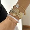 Vintage Reiskörner Stapelbare Armbänder Set für Damen Sommer Seestern Muschel Elastische Armbänder Charms Urlaub Reise Party Schmuck
