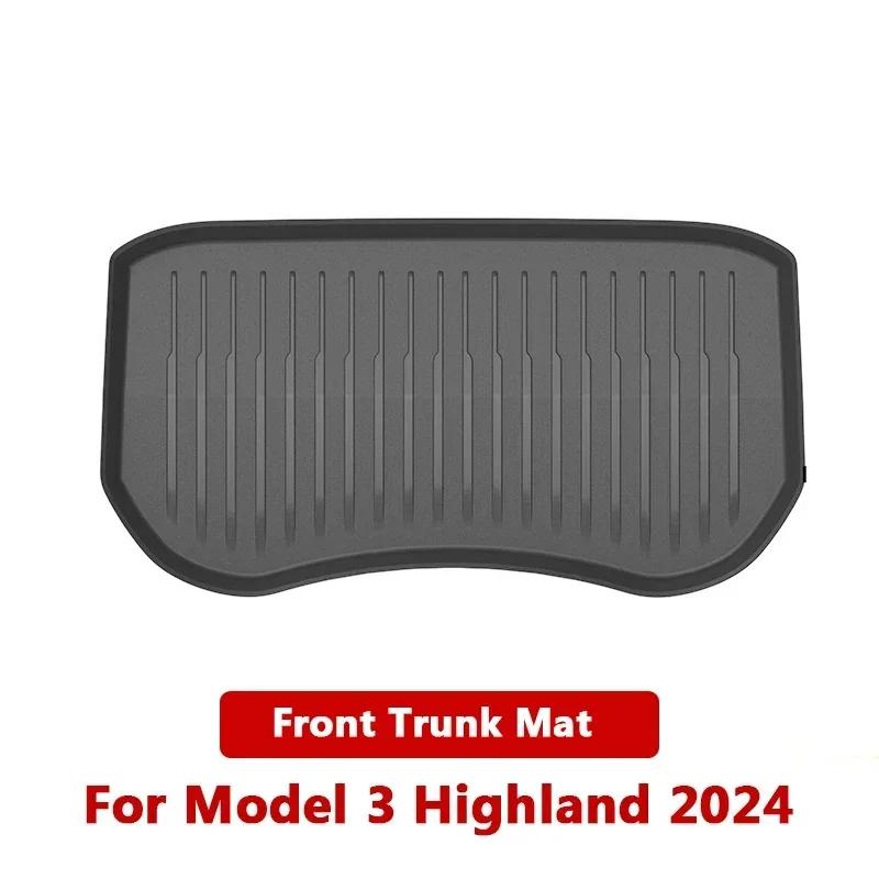 NEW For Tesla Model 3/Y Highland Front and Back Trunk Mat TPE Carpet Waterproof Weather-resistant Pads Up and Down Layer Mats