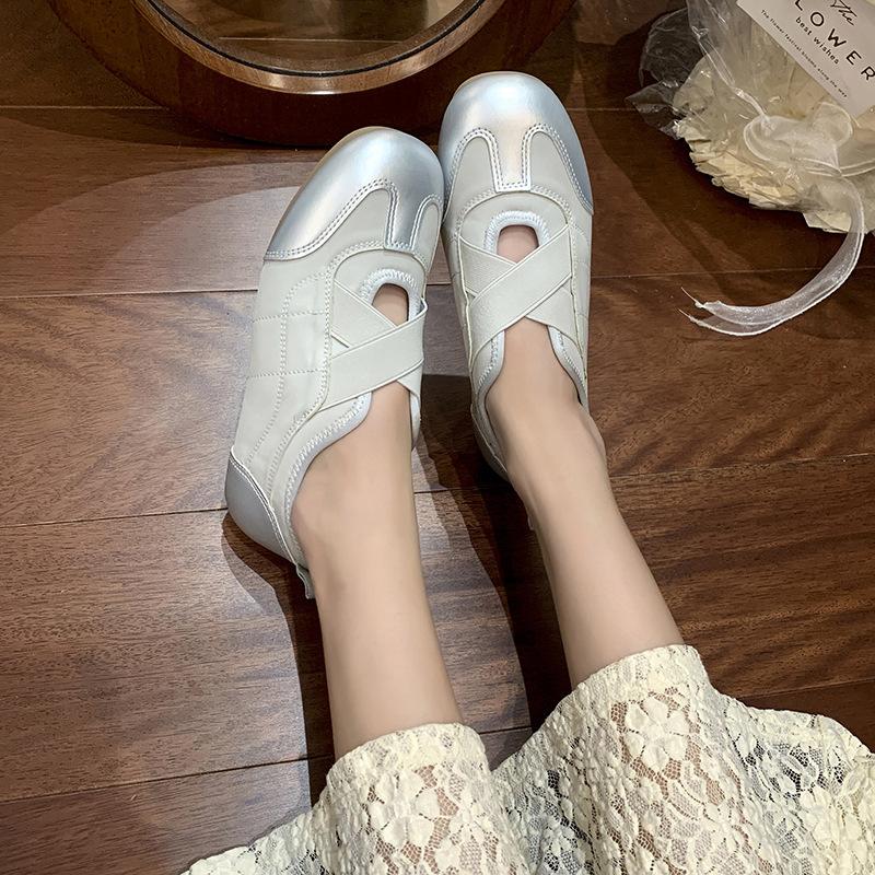 French inner height increase shallow mouth flat sole shoes women's autumn versatile casual breathable sports shoes ballet Mary Jane shoes