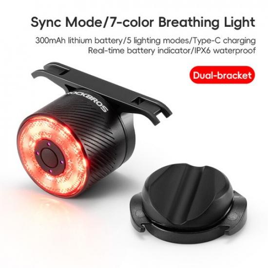 ROCKBROS Bike Tail Light Smart Brake Sensing Same Frequency Rear Light,R1 Lights