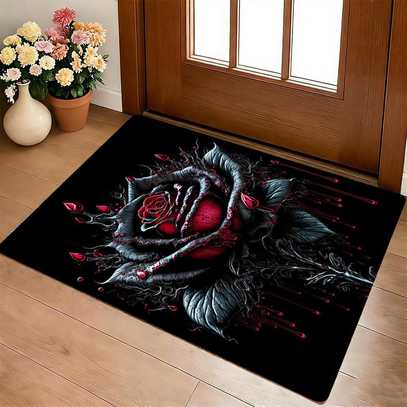 Gothic Rose Living Room Nonslip Area Rug Soft Carpet For Bedroom Game Playroom Sofa Office Home Decor Doormat Christmas Gift C930164
